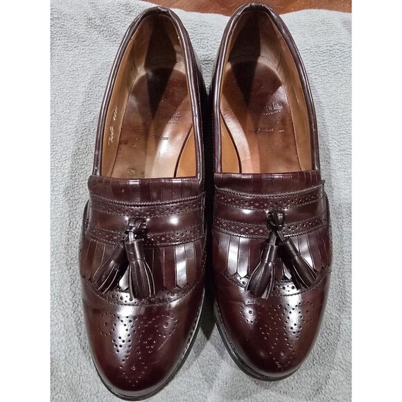Allen Edmonds Bridgeton Loafers Burgundy Wingtip Tassel Kiltie 9.5 E main image 9